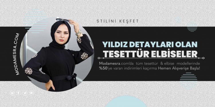 Yıldız Detayları Olan Tesettür Elbiseler