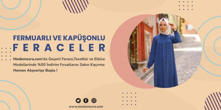 Fermuarlı ve Kapüşonlu Feraceler