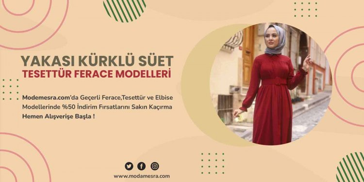 Yakası Kürklü Süet Tesettür Ferace Modelleri