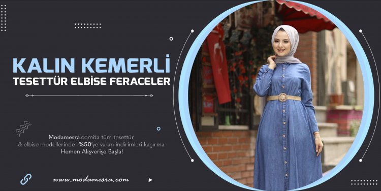 Kalın Kemerli Tesettür Elbise Feraceler